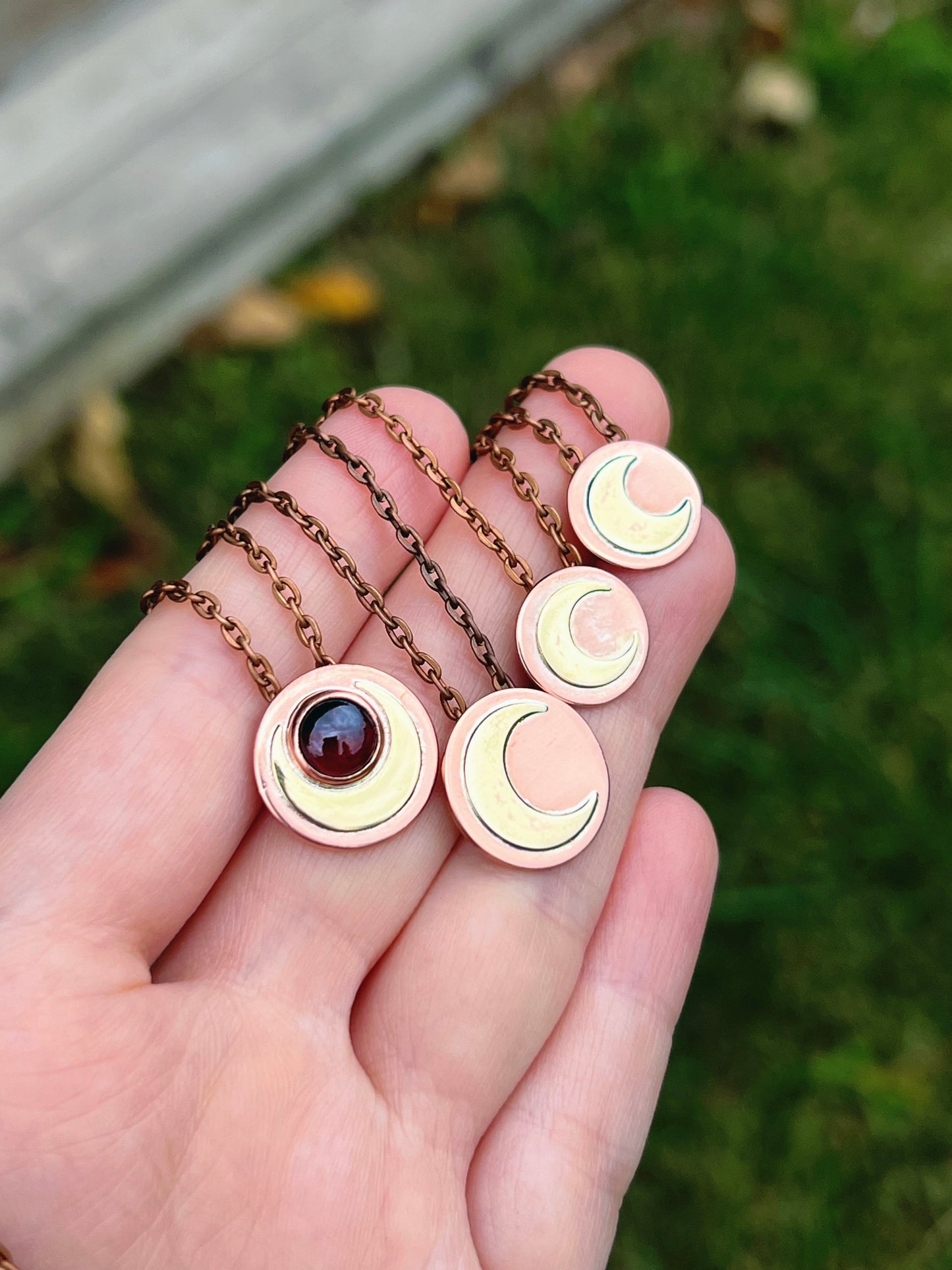 Garnet Magic Moon Hidden Bail Pendant