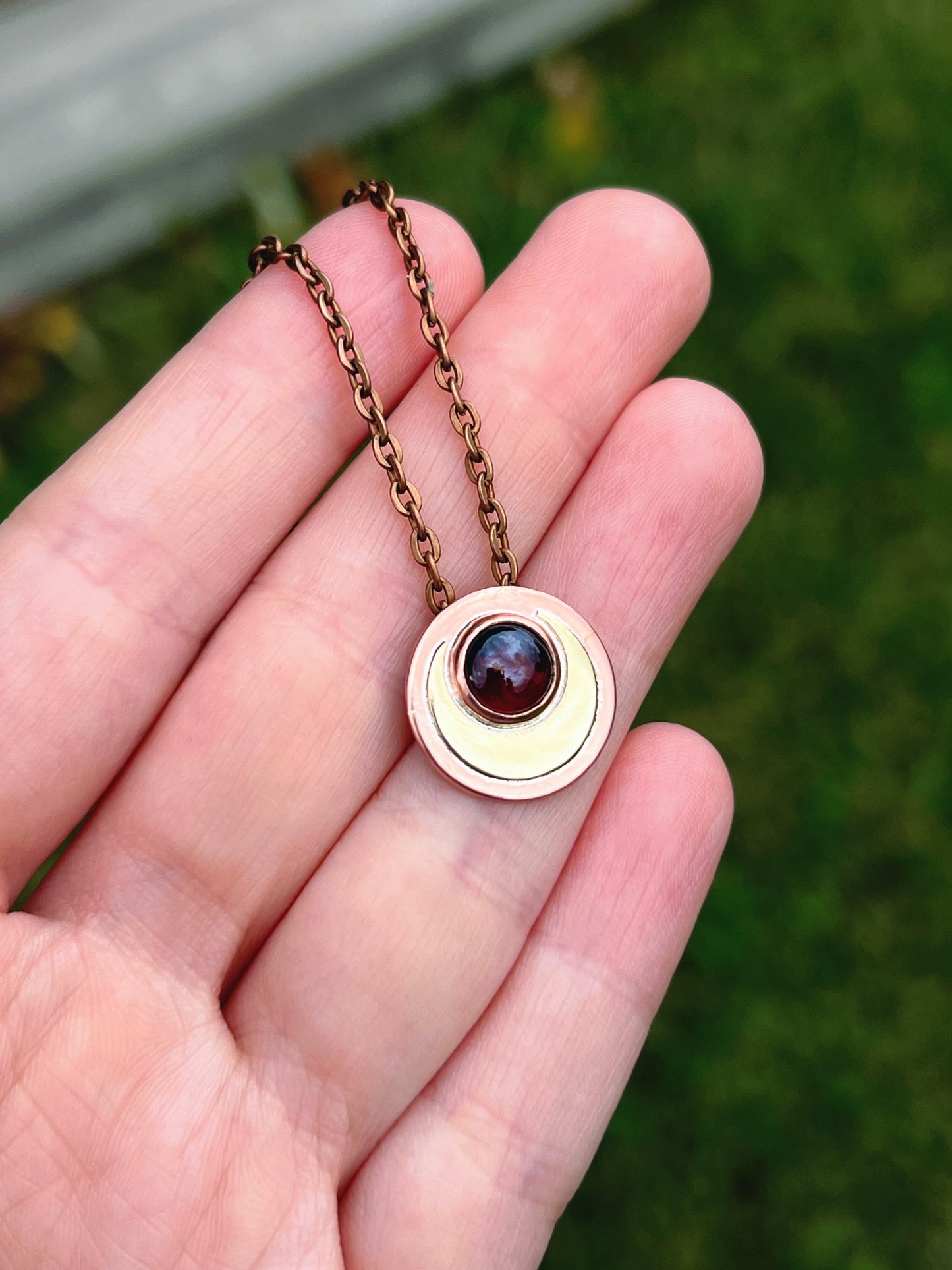 Garnet Magic Moon Hidden Bail Pendant